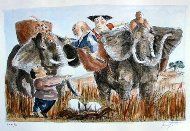 Procopio, litografia firmata, numerata certificata, colorata a mano, 35 x 50