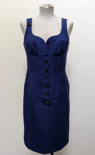 Derek Lam Corset Sweetheart sleeveless Dress Wool Italy Button up Purple US 8