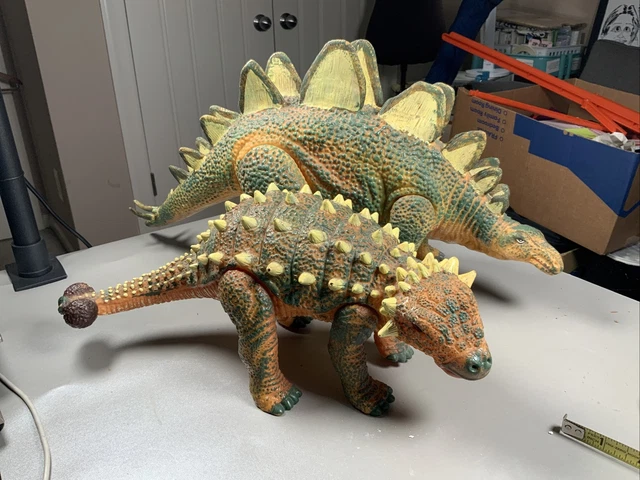 Set of 2, Stegosaurus & Ankylosaurus Toy, Moving Legs, 18” & 13” #SH