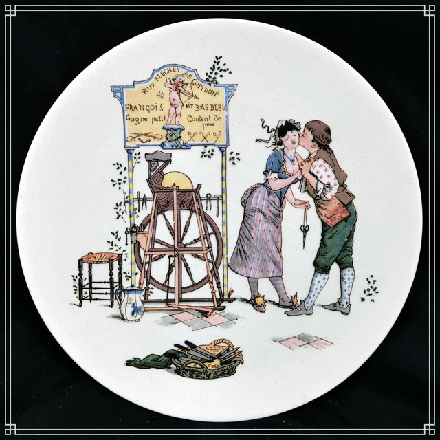 Assiette En Sarreguemines Fromont Richard  "Aux Fleches De Cupidon" C)