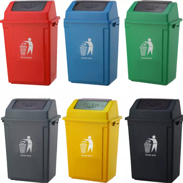 Recycling Swing Trash Can Bin Large Plastic Rubbish Waste Dustbin Home Kitchen