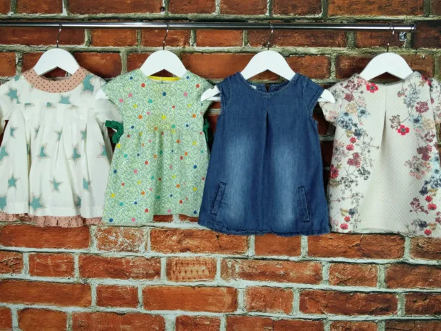 Girls Bundle 6-9 Months Next Mamas&Papas Floral Spot Starry Denim Dresses 74Cm
