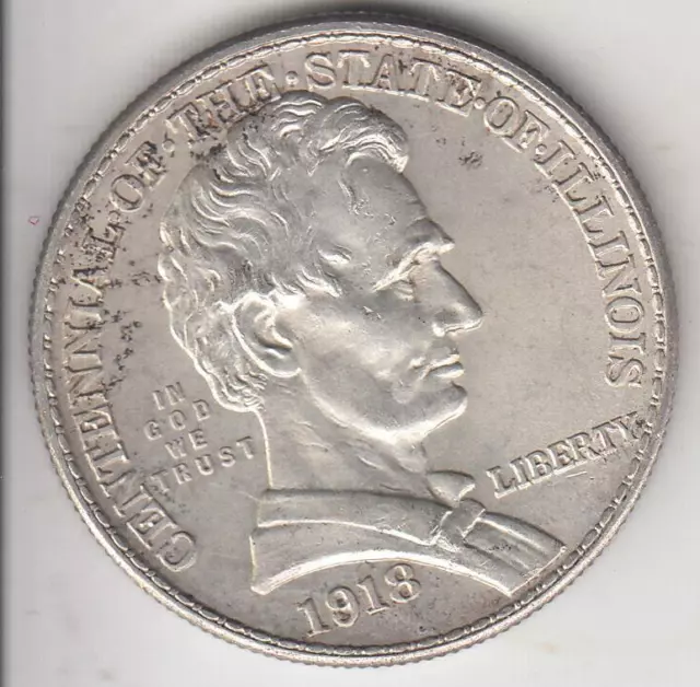 1918 Lincoln Illinois Commemorative Half Dollar Bu