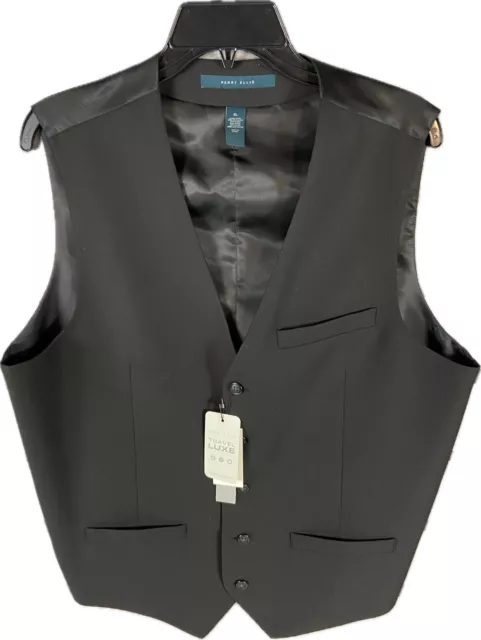 NEW Perry Ellis Travel Luxe Wrinkle Recovery Dark Gray Suit Vest Mens XL