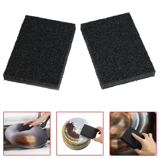 2x kitchen Nano Emery Magic Clean Rub Pot Rust Focal Stains Sponge Removing Tool