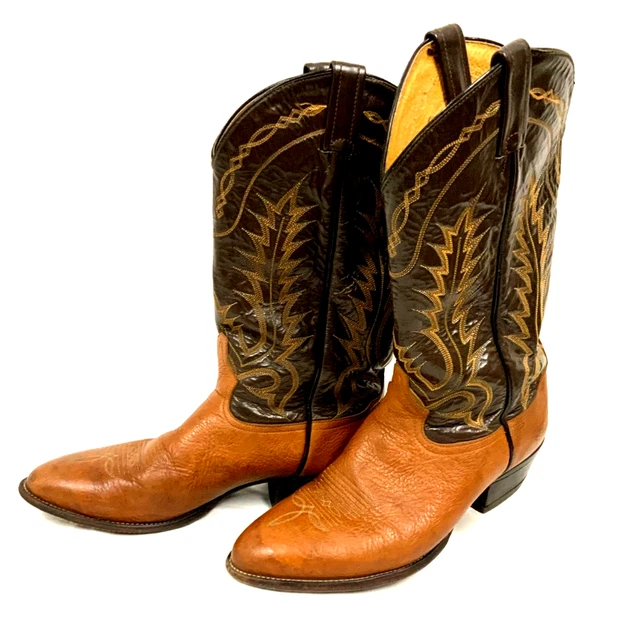 Bottes Western Tony Lama Cuir Marron Homme Pointure 8.5 D Vintage
