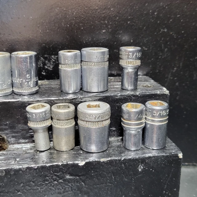 Vintage 1/4" Dr. USA made Sockets, W/ Knurling By INDESTRO/DURO, KRAEUTER & more 4