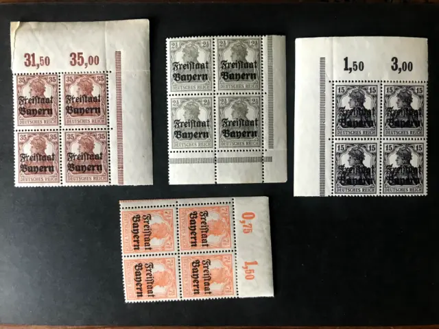 Briefmarken, Altdeutschland, Bayern, 1919, LOT aus MI 136-147, * **