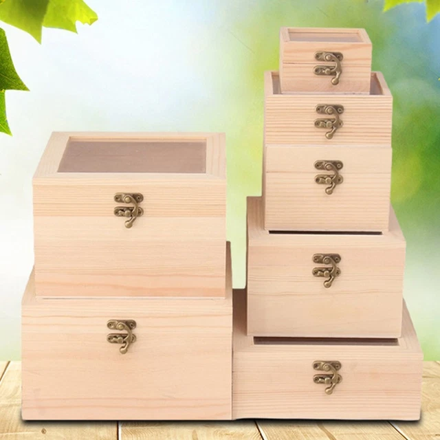 Boîte en bois carrée élégante pour bijoux et bijoux intemporels et élégant