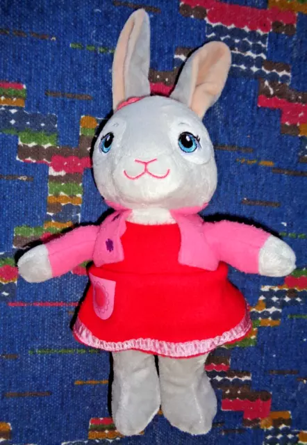 GB2/ DOUDOU PELUCHE LAPIN ROSE GRIS PETER RABBIT LILY parle anglais 25/32CM TBE