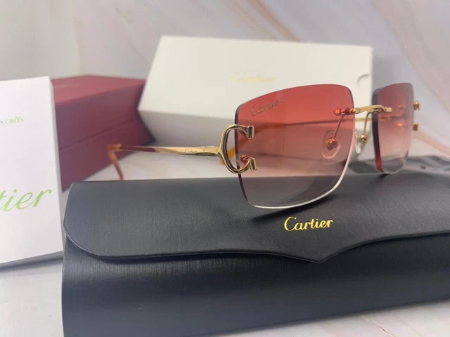 Cartier Red Rimless CARTIER BIG C Diamond Cut Glasses Without Diamond Cut - Wine Red Gold £ ...