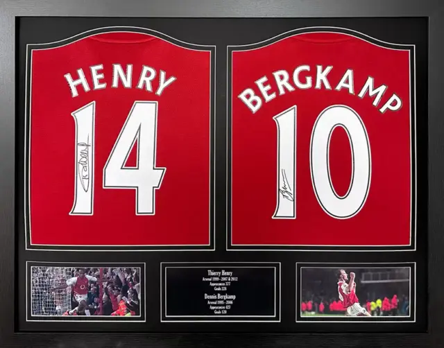 Arsenal FC Dennis Bergkamp & Thierry Henry Duo Framed Signed Shirts