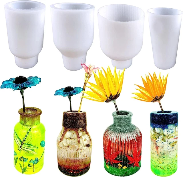 Woohome 4 Stück Vase Silikonformen Epoxidharz Formen Set, Silikonform für Vase,