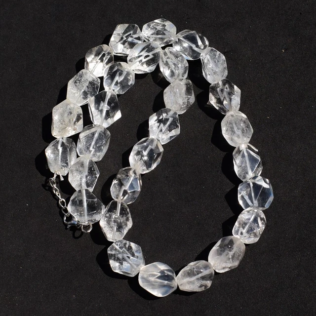 722.00 CTS NATURAL White Quartz Faceted Beaded Beautiful Necklace SK 25 ...
