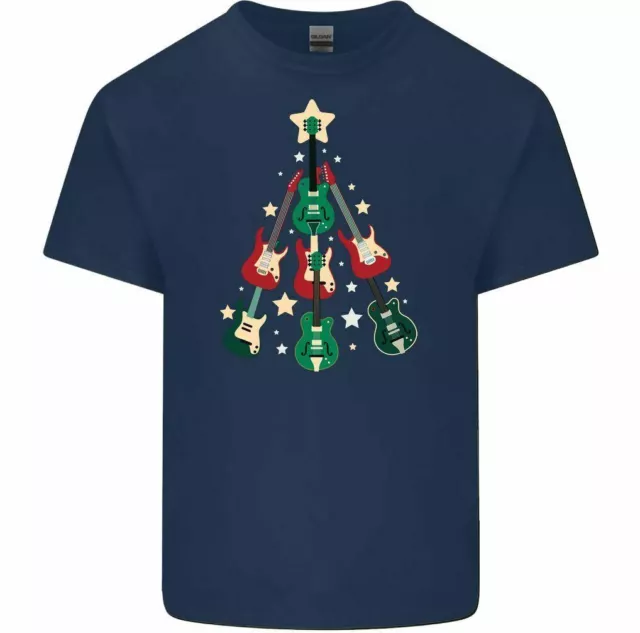 T-shirt chitarra albero di Natale basso acustico elettrico rock Natale maglietta musica top
