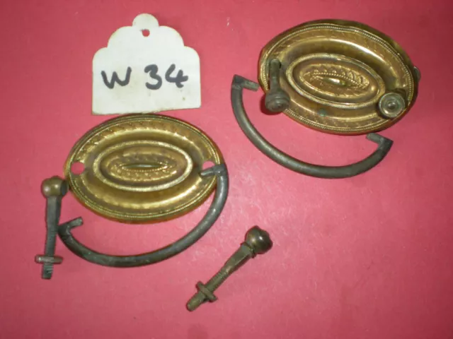 Pair Of Antique Brass Drawer Handles