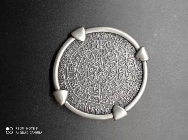 Broche ancienne disque de Phaistos en Argent massif poinçonné 925 .