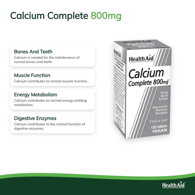 HEALTHAID CALCIUM COMPLETE Tablets 800mg Vegan 120 Count £13.49 ...
