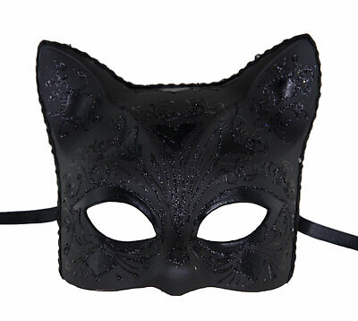 Mask from Venice Cat Black Florale Crafts - Luxury Painted Handmade 22646 X4D