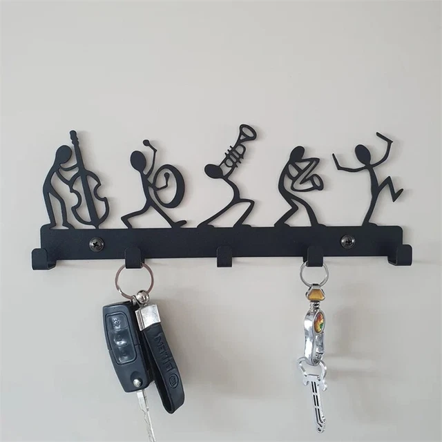 Symphony Orchestra Key Holder Vintage Black Metal Wall Key Hook Hanger Decor