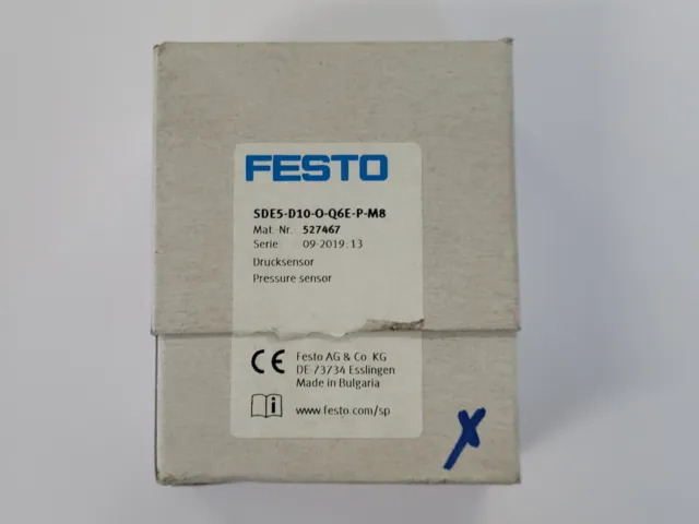 Festo SDE5-D10-O-Q6E-P-M8 527467 Sensore Pressione - Nuovo / Ovp - Worldwide