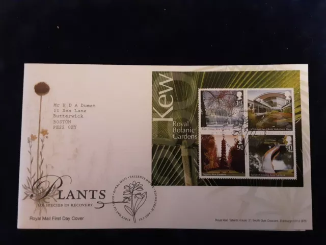 Gb 2009 Kew Gardens Minisheet First Day Cover