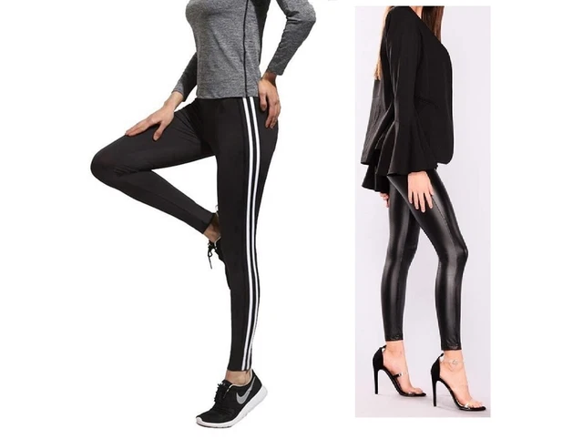 Leggings pantaloni effetto pelle lucido  donna leggins  fuseaux aderenti