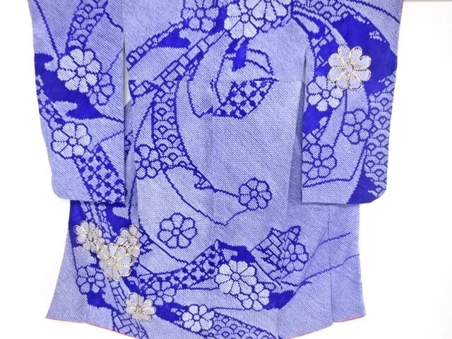 01938# Japanese Kimono / Antique Kimono For Girls / All Shibori / Embroidery / N