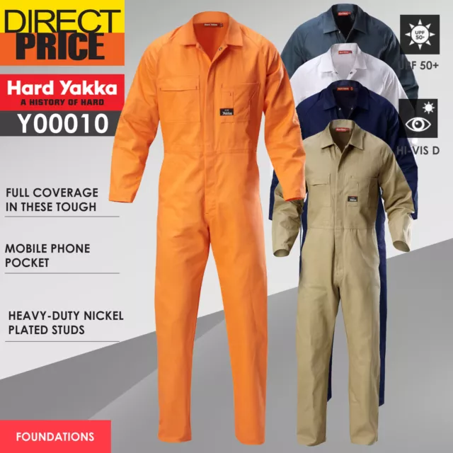 Hard Yakka Coverall Work Foundations Cotton Drill Overall Y00010 NEW