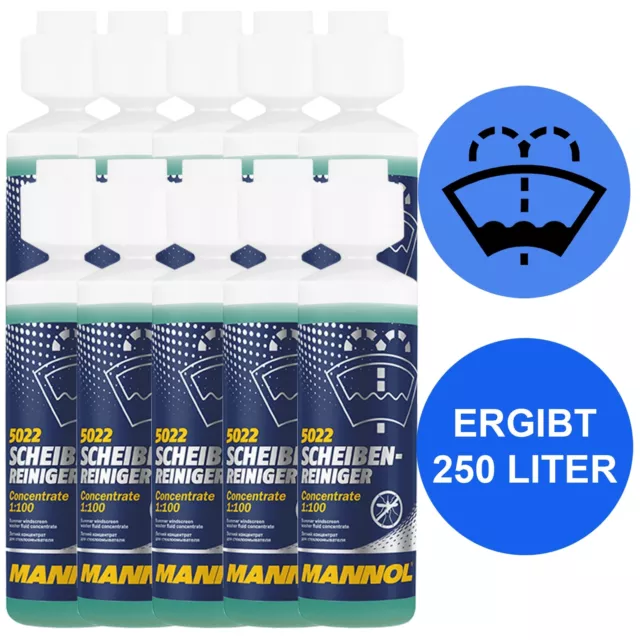 10x 250 mL MANNOL SCHEIBENREINIGER WISCHWASSER REINIGUNG SOMMER KONZENTRAT 1:100