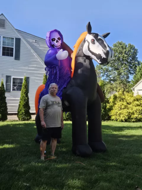 SEE VIDEO 10' ANIMATED GEMMY GRIM REAPER HORSE Inflatable Airblown HALLOWEEN