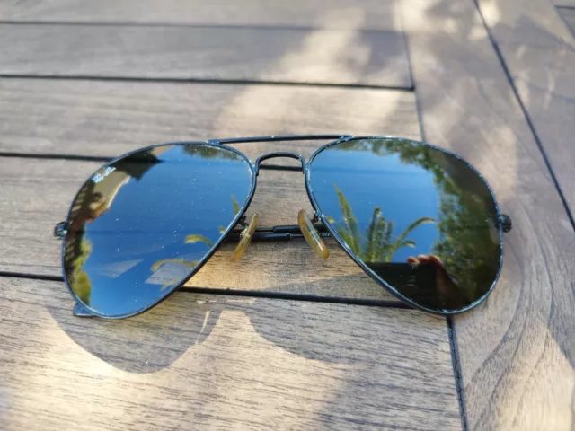 OCCHIALI DA SOLE aviator Ray Ban montatura nera lenti verdi 58 mm