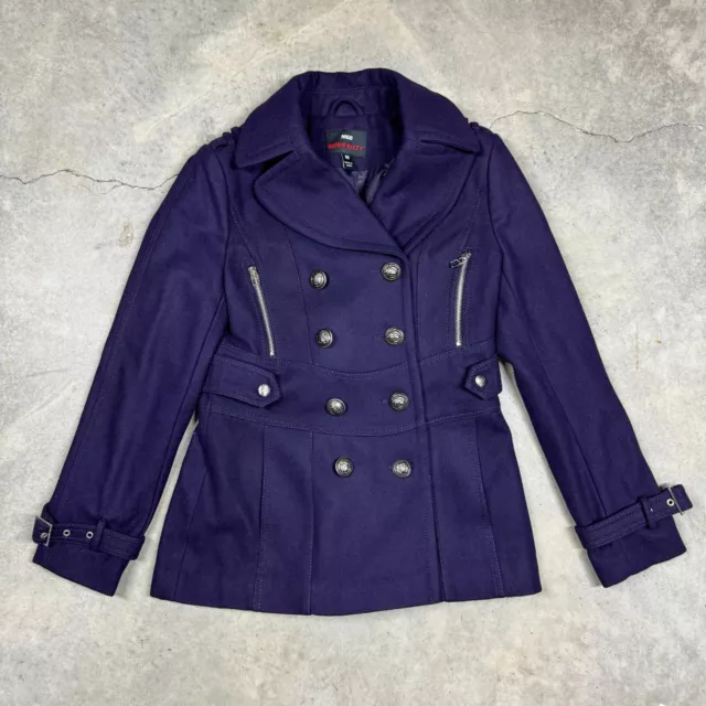 Miss Sixty M60 Wool Blend Pea Coat Womens M Purple Double Breasted EXC
