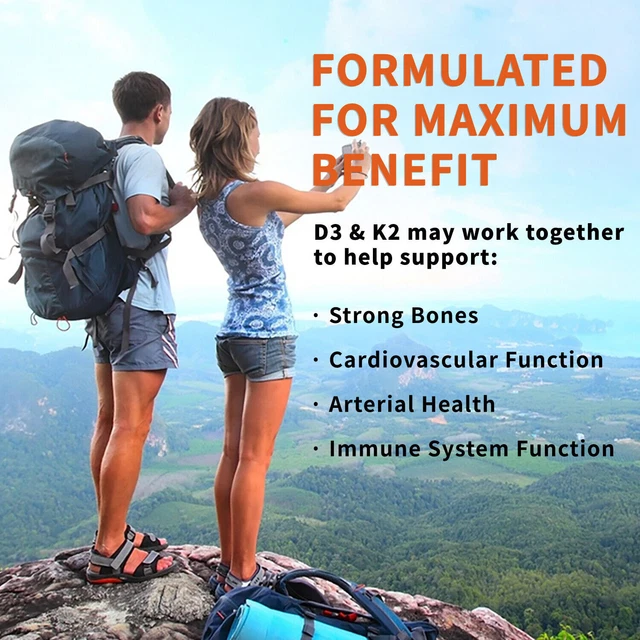 VITAMIN K2 + D3 5000IU Immune & Bones Support, Heart Health, High