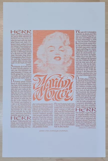 Plakat Gebet für Marilyn Monroe um 1985 Ernesto Cardenal (Martinez) Poster