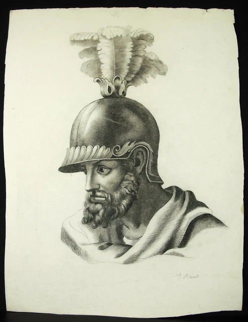 Laurent Adenot c1900 Carboncillo Original Para L Antiguo Guerrero Romano