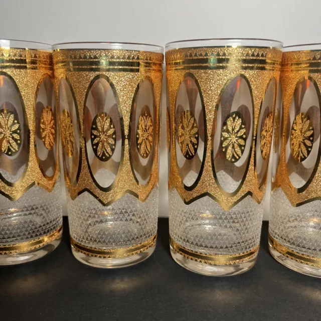 7 Vintage Barware MCM Culver Regency 22k Gold&White Highball Glasses 2