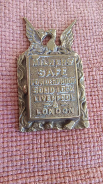 ANTIQUE 1930s MILNERS SAFE KEY LOCK COVER PLATE ~ POWDER PROOF BRASS