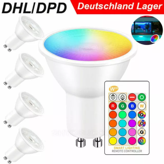 GU10 5W Dimmbar RGB Bunte LED Birne Farbwechsel Lampe Glühbirne + Fernbedienung