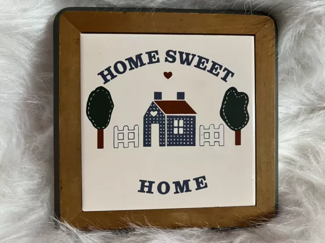 Home Sweet Home Wall Plaque, Country Farmhouse Wood/Ceramic Hot Plate/ Wall Hang