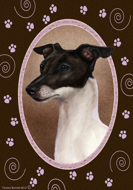 Paws House Flag - Black and White Italian Greyhound 17430