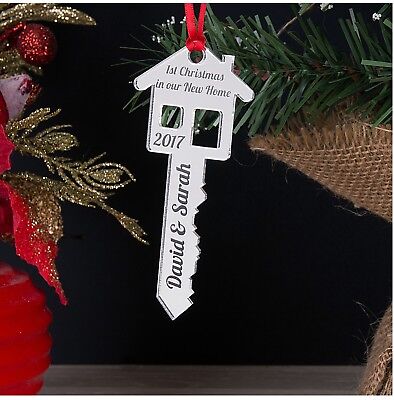 Personalised First 1st Christmas In Our Your New Home Key Tree Decoration Bauble