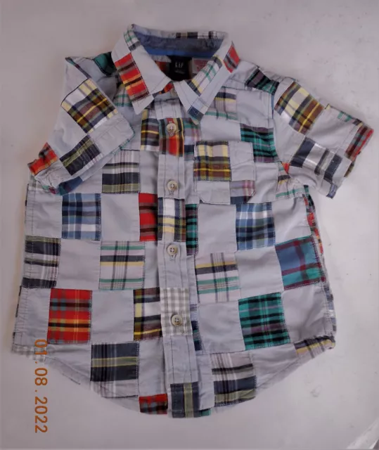 Vintage 80s little boys GAP patchwork cotton shirt. size age 18 months - 2yrs