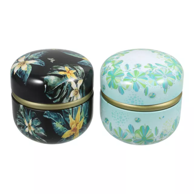 2 Pcs Loose Powder Jar Container with Lid Tea Tins for