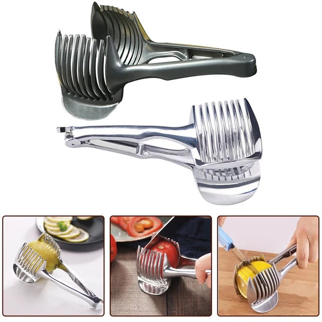 2 Pezzi Porta Cipolla In Acciaio Inox – Affettatrice Per Verdure Con 10 Lame, Manico Antiscivolo, Lavabile - 2