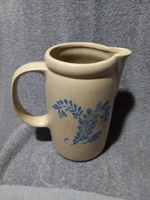 VINTAGE McCoy Pitcher 7” Tall Cream-Colored With Blue  #1429