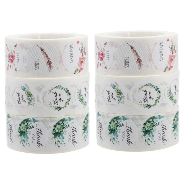 6 Rolls Party Gift Sticker Thank You Stickers Floral Business Label Labels
