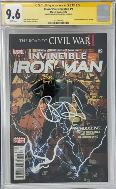 Invincible Iron Man 9 CGC 9.6 Bendis Signed 1st Riri Williams