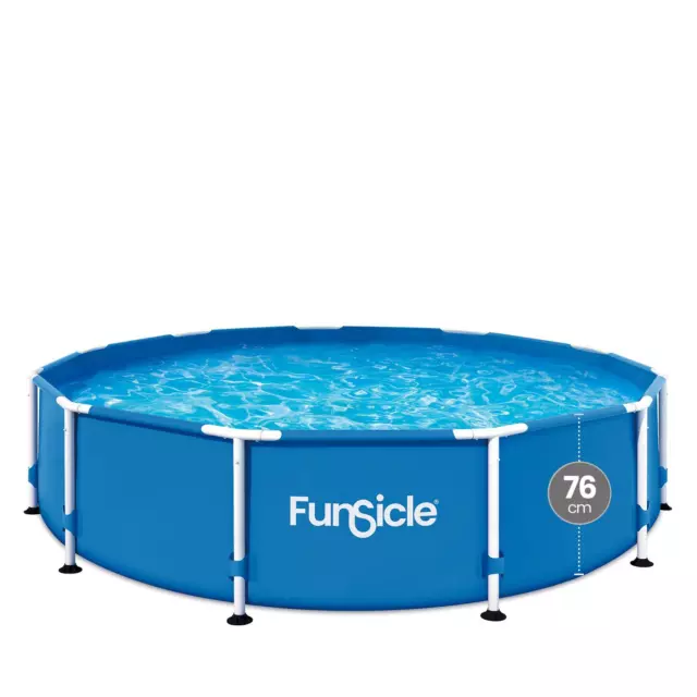 Funsicle 12ft x 30in Above Ground Activity Pool Outdoor Round Swimming Pool Blue