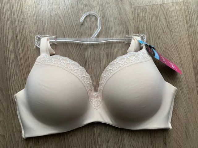 MAIDENFORM PUSH UP Demi Coverage Bra UK/US38C EU85C  FR100C BNWT RRP$32 Beige